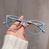 TR90 Anti Blue Light Cat Eye Reading Glasses Women Luxury Optical Computer Eyewear Female Ultralight Double Color Frame Glasses 4