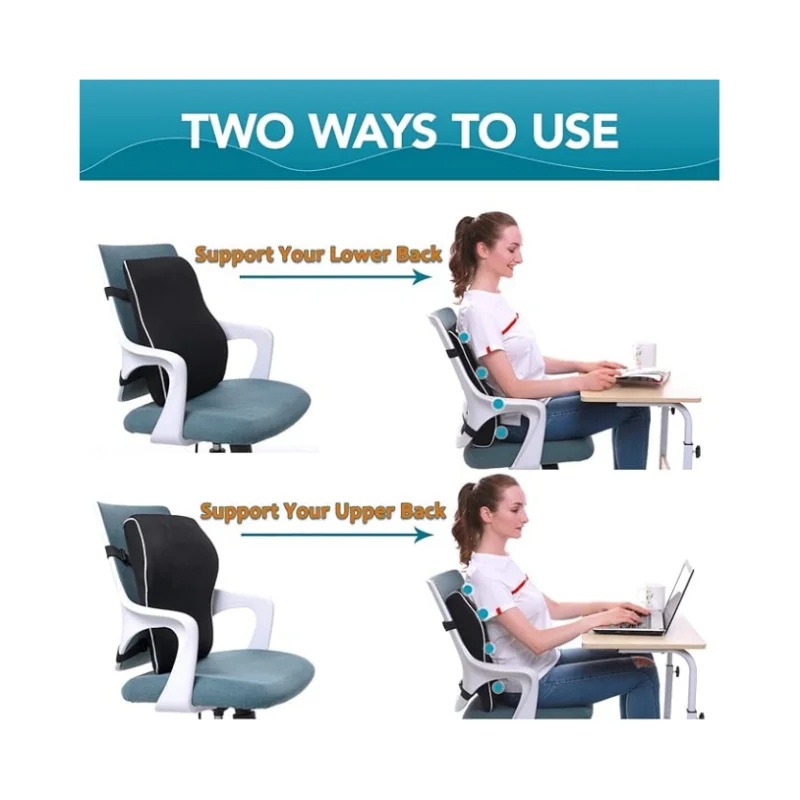 Lumbar Support Pillow for Office Chair Back Support Pillow for Car, Computer, Gaming Chair, Recliner Memory Foam Back Cushion fo 3