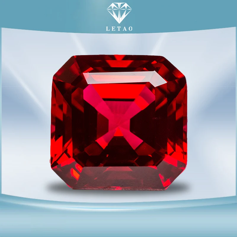 Lab Grown Ruby  Pigeon Blood Red  Asscher Shape Hand Cut Gemstones for DIY Jewelry Making Materials Selectable AGL Certificate