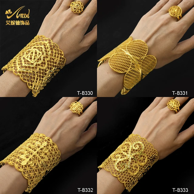 21ct Gold Filled Leaf Design Bangle and Ring Set. - Etsy