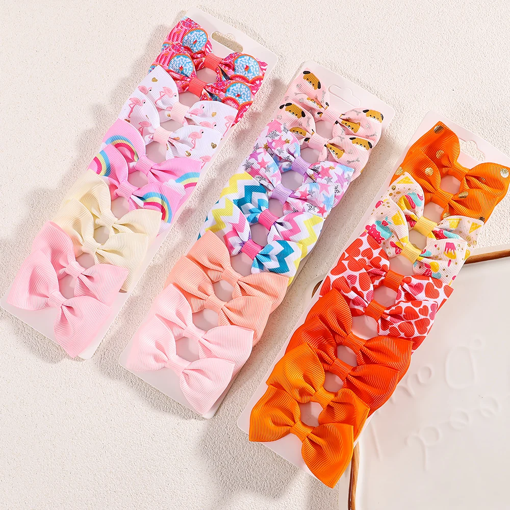 10Pcs/Set Kids Bows Ribbon Hairclips for Girls Cute Print Bowknot Hairpins Children Fashion Handmade Hair Accessories Gifts