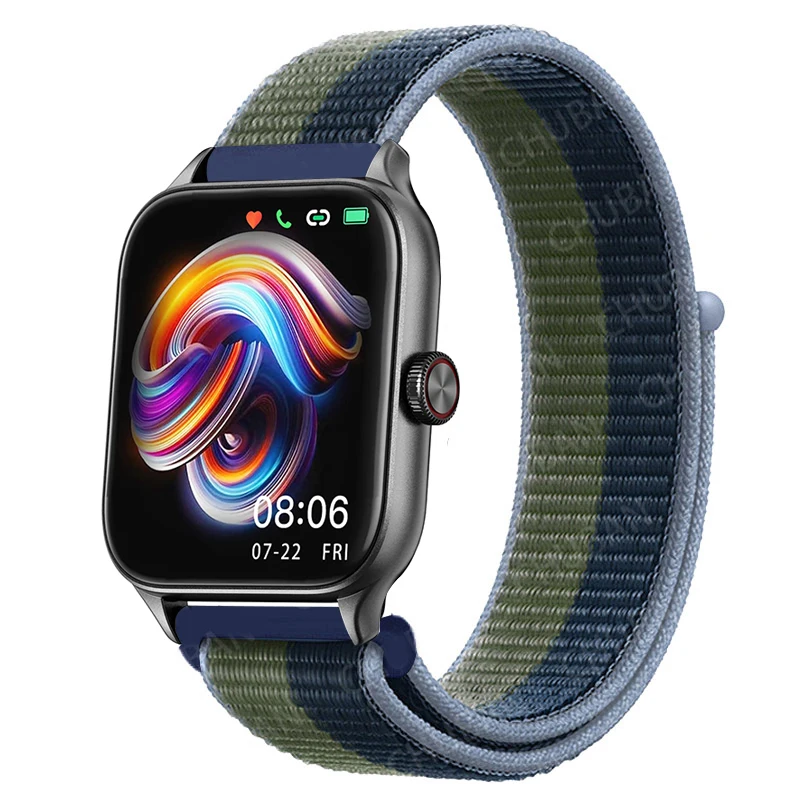 Sport Nylon Loop Bracelet Strap, 22mm or 20mm, Compatible with Popular Smartwatches
