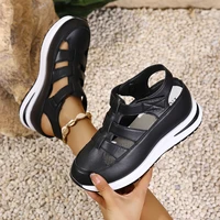Sandales pour femmes été 2025 chaussures plate-forme compensée à talons hauts gladiateur confortable décontracté nouveau en luxe blanc bout rond en offre 3