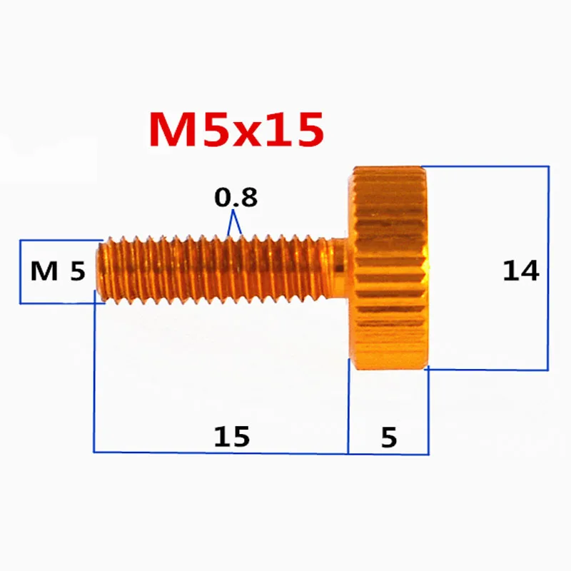 

1Pcs-10Pcs M5x15mm/20mm /25mm Colourful Aluminum Alloy Flat Head Straight grain Hand Thumb Screw Anodised For Computer Case