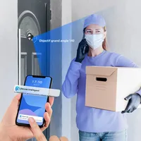 Sonnette de porte avec caméra judas WiFi Smart Life Tuya 140 °   Détecteur de mouvement PIR à batterie 1080P 5000mAh, visionneuse numérique IR, conversation bidirectionnelle 2