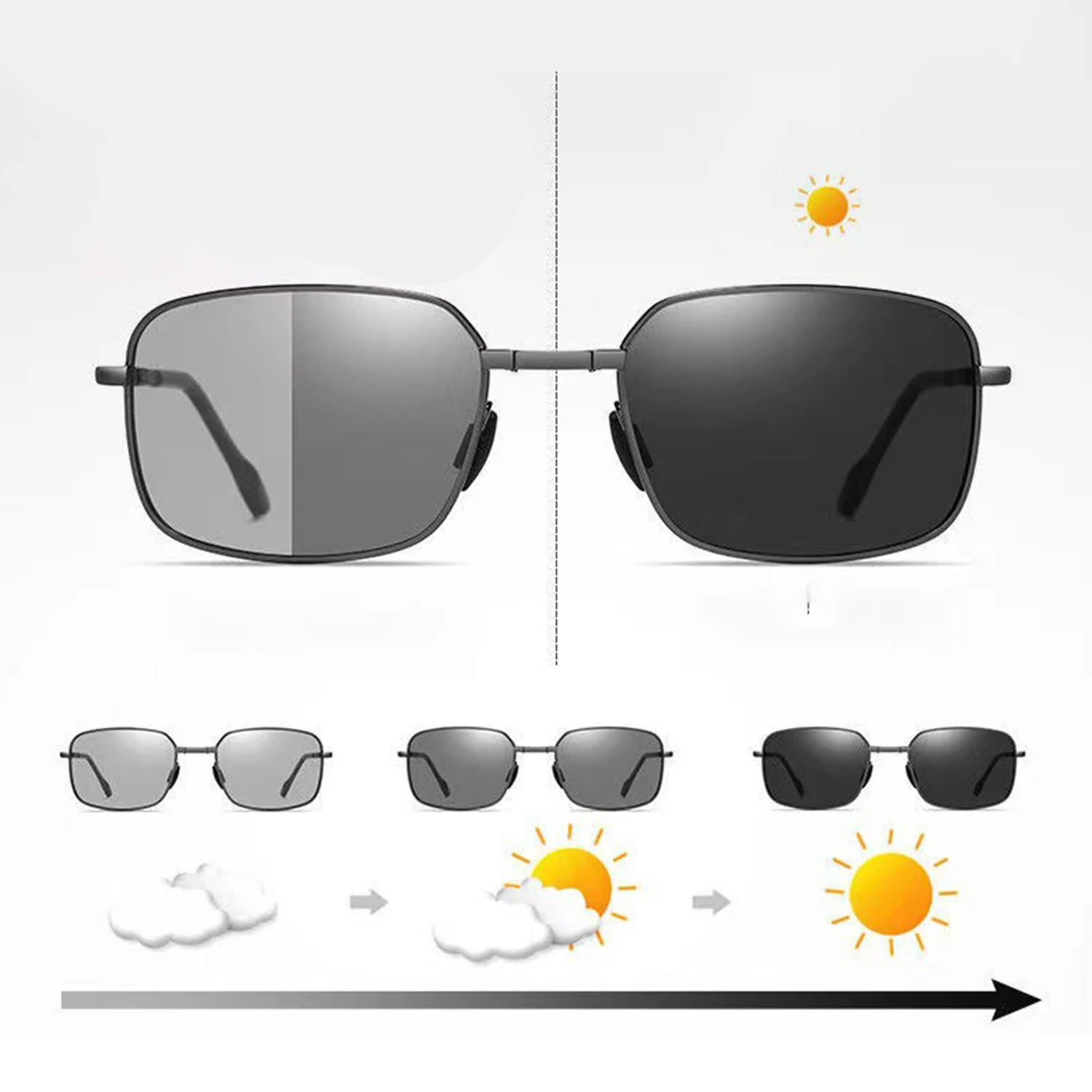 

Мужские Складные фотохромные солнцезащитные очки с поляризованными линзами прямоугольные металлические летние мужские солнцезащитные очки трендовые товары 2023