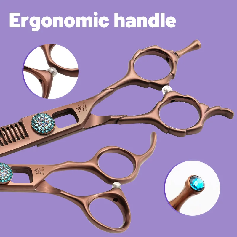 Fenice Fashion Hollow Design 7.0/7.5 Inch High Cobalt Alloy Steel Dog Grooming Scissors Set Straight&Curved&Thinning Tijeras