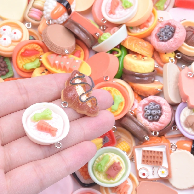 20/30/60/100Pcs/lot By Random Cake Candy Food Charms For Jewelry Making  Bracelets Earrings Making Resin Flat Back Cabochon