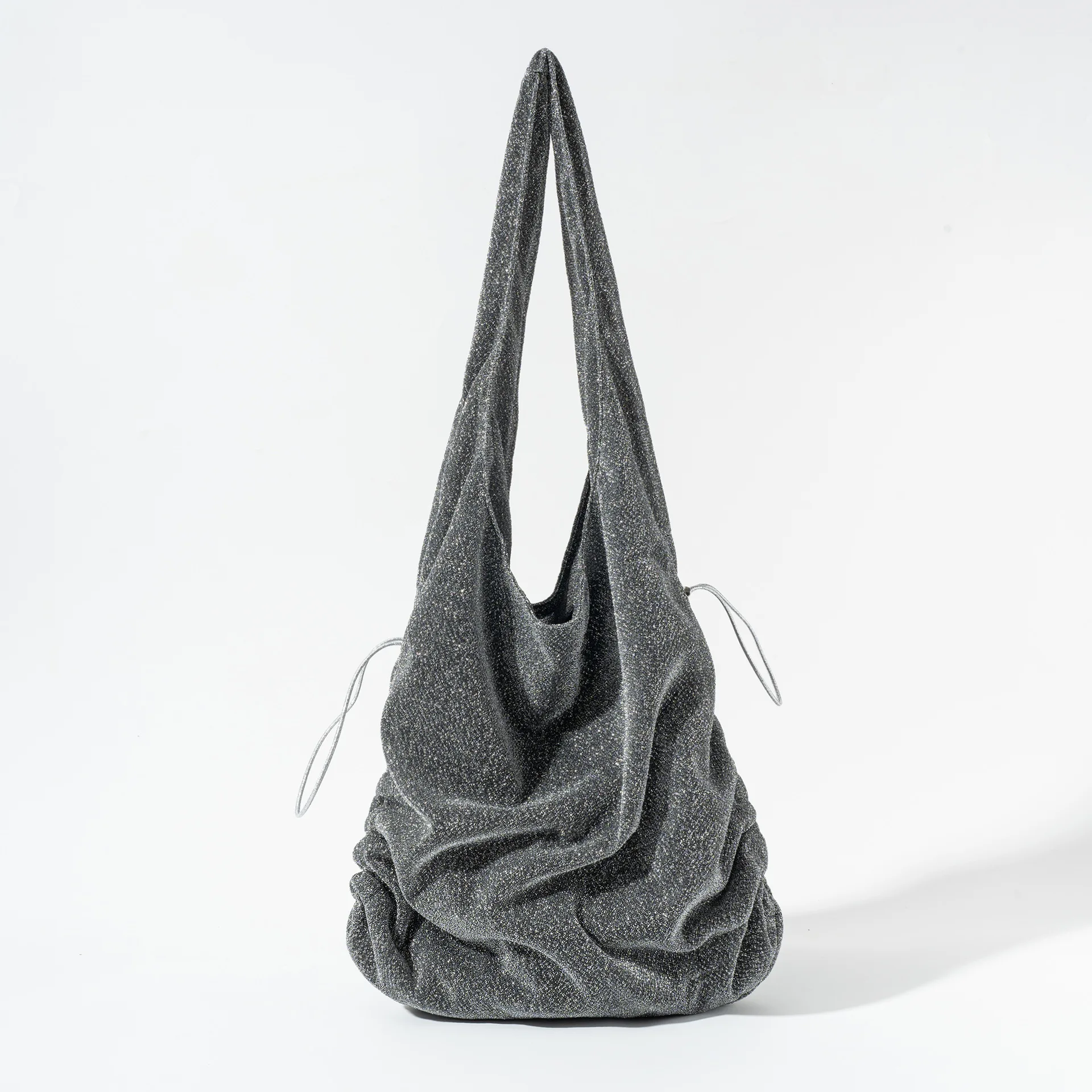 Fashion Shiny Pleated Drawstring Shoulder Bag 2024Luxury Designer Women's Underarm Bag Evening Party Clutch Female Mobile Purse