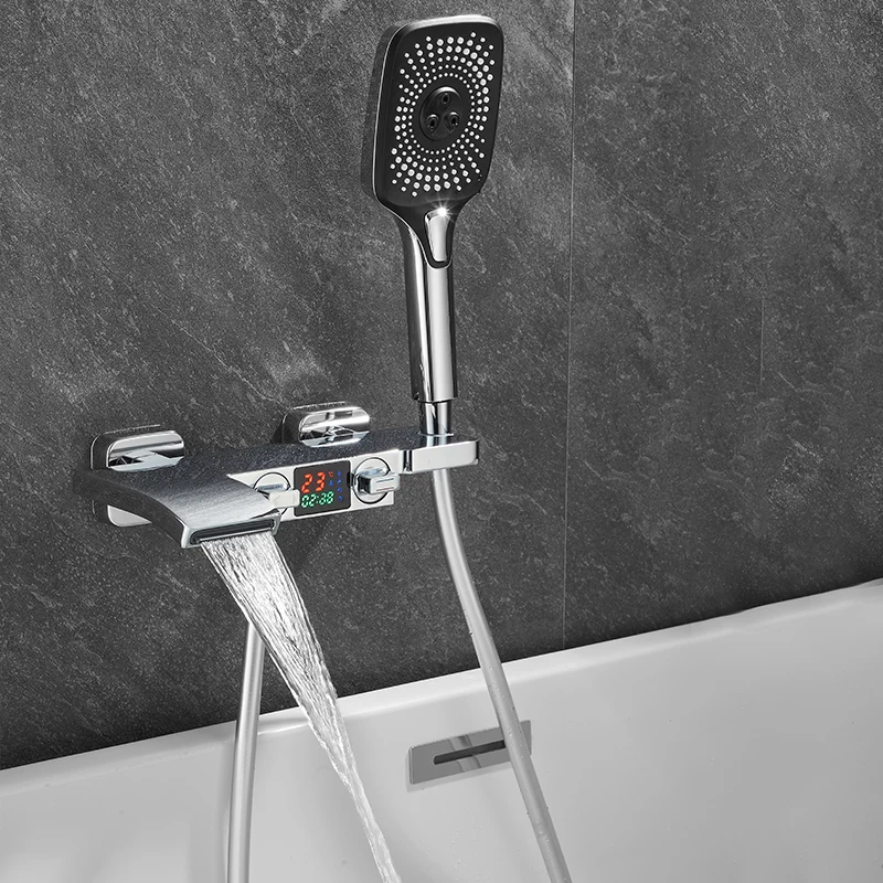 OXG Waterfall Brass Bathtub Faucet Bathroom Faucet Bath Shower Mixer Crane Digital Display Function for bathroom bathtub faucet