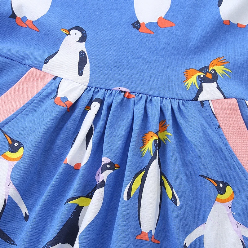 Children's Clothing Kids Clothes 2025 Autumn Spring Girls Long Sleeves Cartoon Penguins Casual Dress Cotton