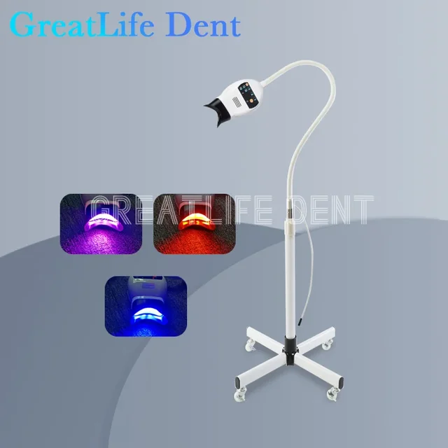 GreatLife Mobile Teeth Whitening Machine 8 Pcs Blue Red Purple Cold Light Tooth Bleaching Lamp Tooth Whitener