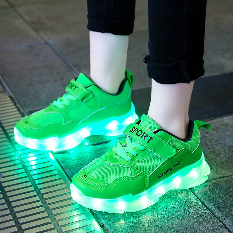 New Children's LED Light Shoes USB Charging Children's Sneakers Mesh Breathable Boys and Girls' Sports Shoes 6