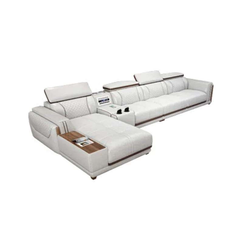 

Leather Sofa Set Living Room Furniture Leather Couch Big Sofas Modernos Para Sala with Air Purifier, Bluetooth Speaker