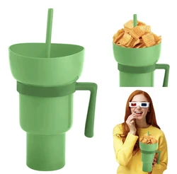 Innovative Dual-Function Popcorn Snack and Beverage Cup with Handle - 901-1000ml (Green)