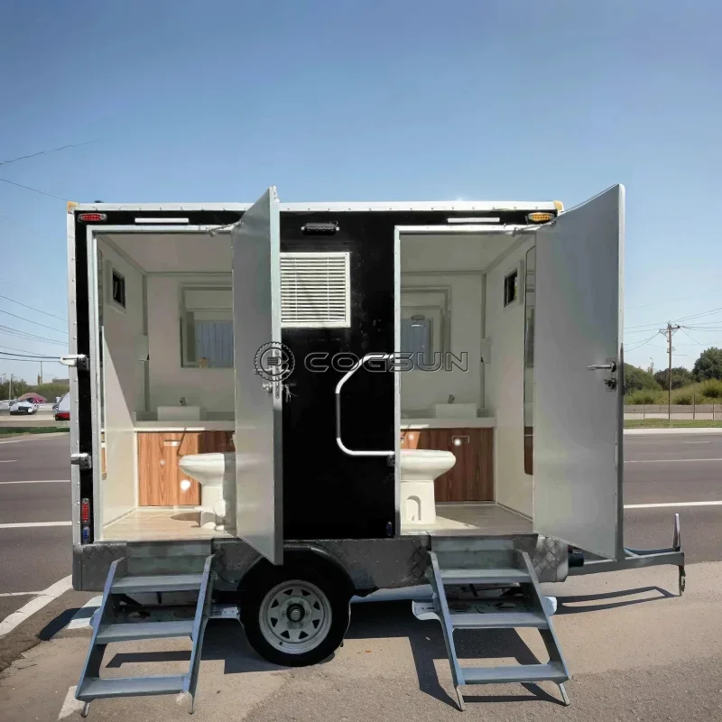 VIP Toilet Trailer Portable Luxury Restroom Trailer Outdoor Caravan Shower Steel Modern Toilette Mobile Bathroom WC for Sale mondrian minimalist de stijl modern art i i fatfatin shower curtain anime bathroom bathtub bathroom box curtain