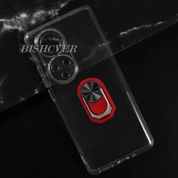 Enhanced Back Ring Holder Phone Case with TPU Soft Silicone Cover for Ulefone Note 17 Pro (Transparent C Red)