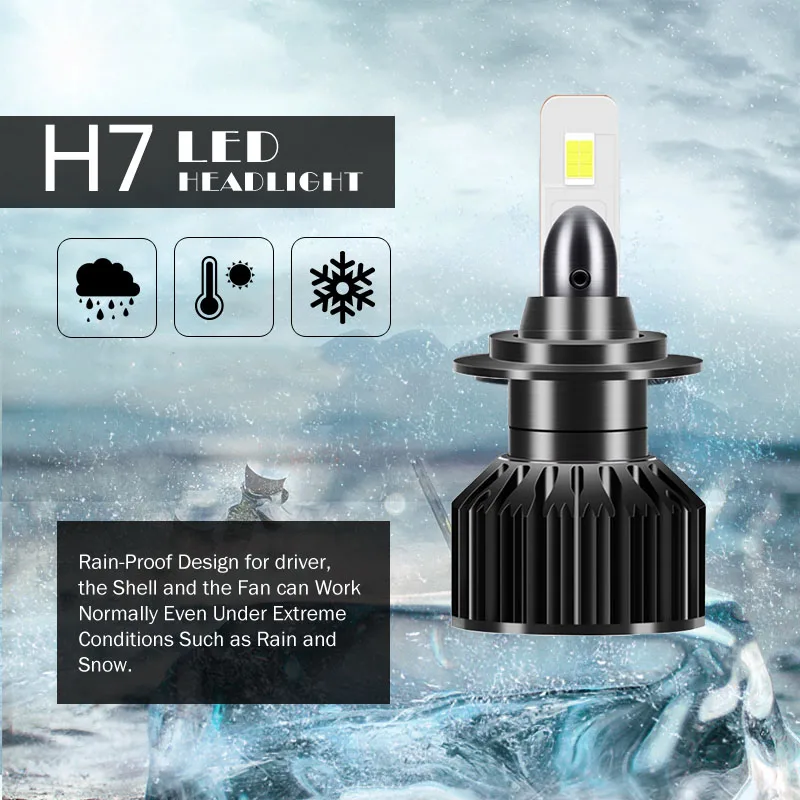 Infitary LED Car Headlights Supper Bright H4 H7 Bulbs For Auto 20000LM 6500K 12V 3570 Chip H1 H3 H11 9003 9005 9006 HB3 Fog Lamp