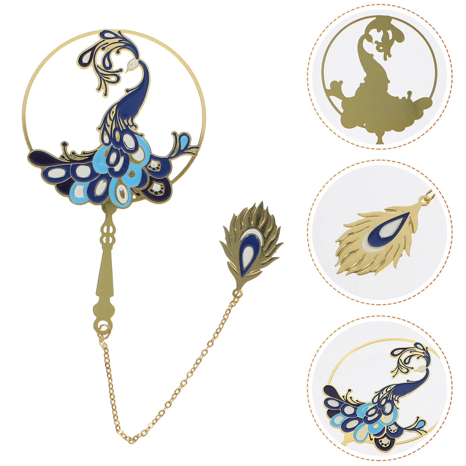 

Round Fan Bookmark Metal Pendant Hanging Chinese Style Hollow-out for Student Creative