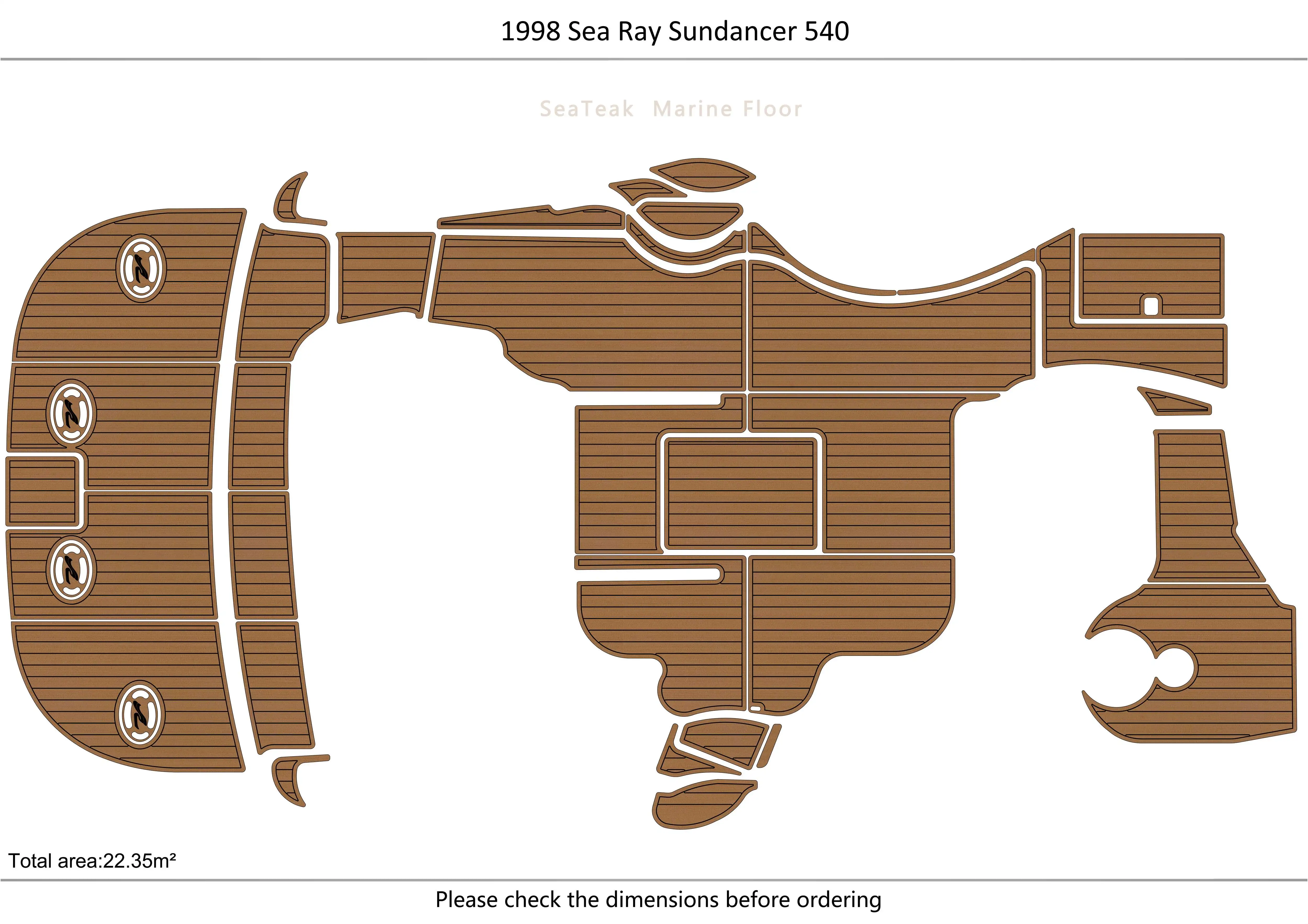 

1998 подкладки для плавательной платформы Sea Ray sunballer540, 1/4 дюйма, 6 мм, настил из тика EVA