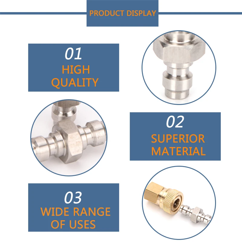 Stainless Steel Quick Connect Couplings 1pcs 8mm Air Filling Socket Double End Plug