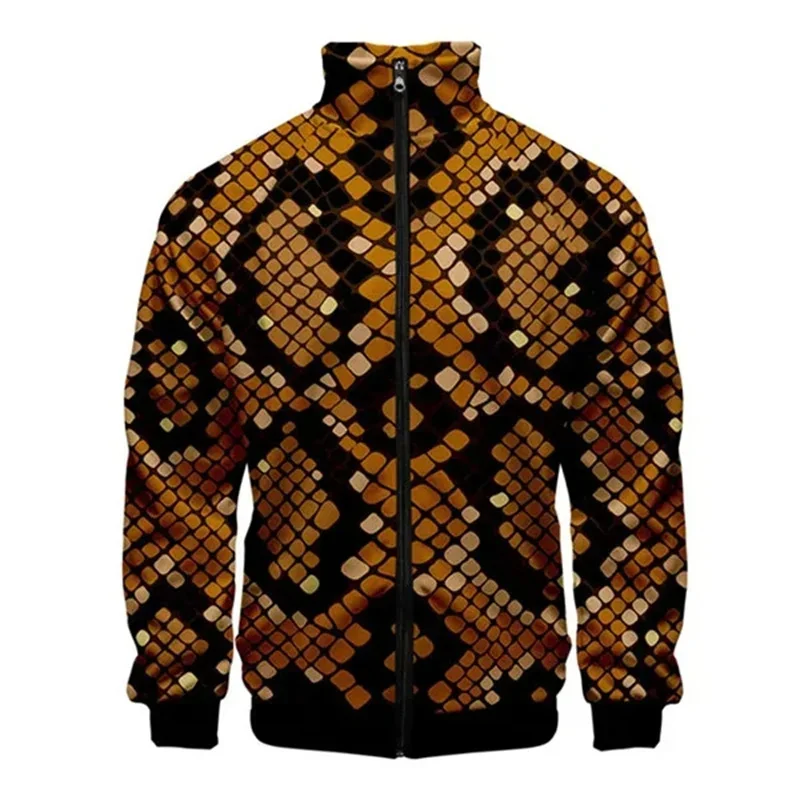thumbnail image 1 of Chaqueta con cremallera de piel de serpiente y tigre con estampado 3D para hombre, abrigo de manga larga con estampado de animales geniales, chaquetas holgadas con personalidad, ropa de calle, 1 of 5