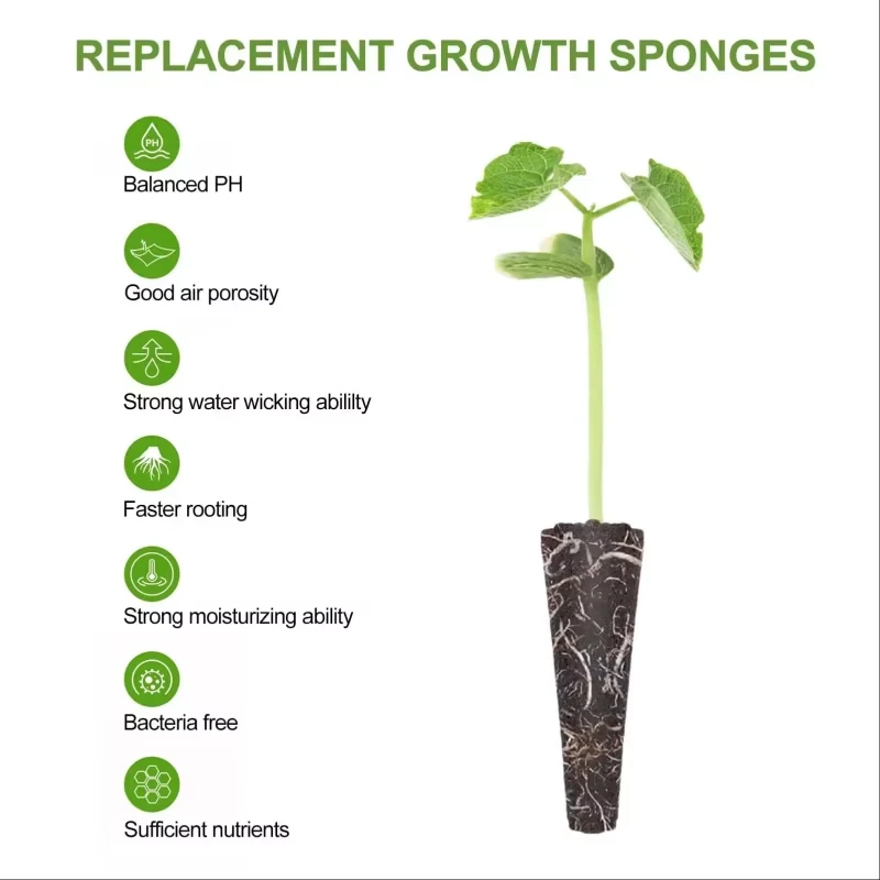 1-200Pcs Seed Grow Sponges Replacement Root Growth Seedling Starter Plugs Seed Starting Seed Pod Hydroponic Garden Planting