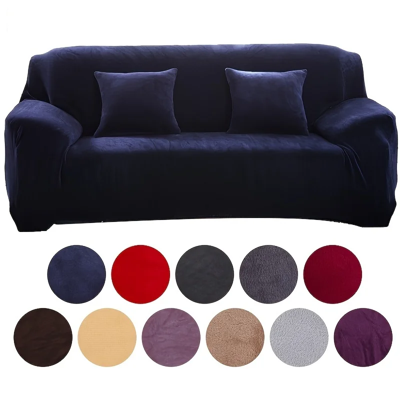 Sofa Cover Furniture Cover Velvet Solid Color Thicken Elastic Sofa Slipcover Non-slip Sofa Cover Couch Cover Furniture Protector for Living Room Home Decor