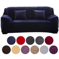 Velvet Solid Color Thicken Elastic Sofa Slipcover Non-slip Sofa Cover Couch Cover Furniture Protector for Living Room Home Decor 1