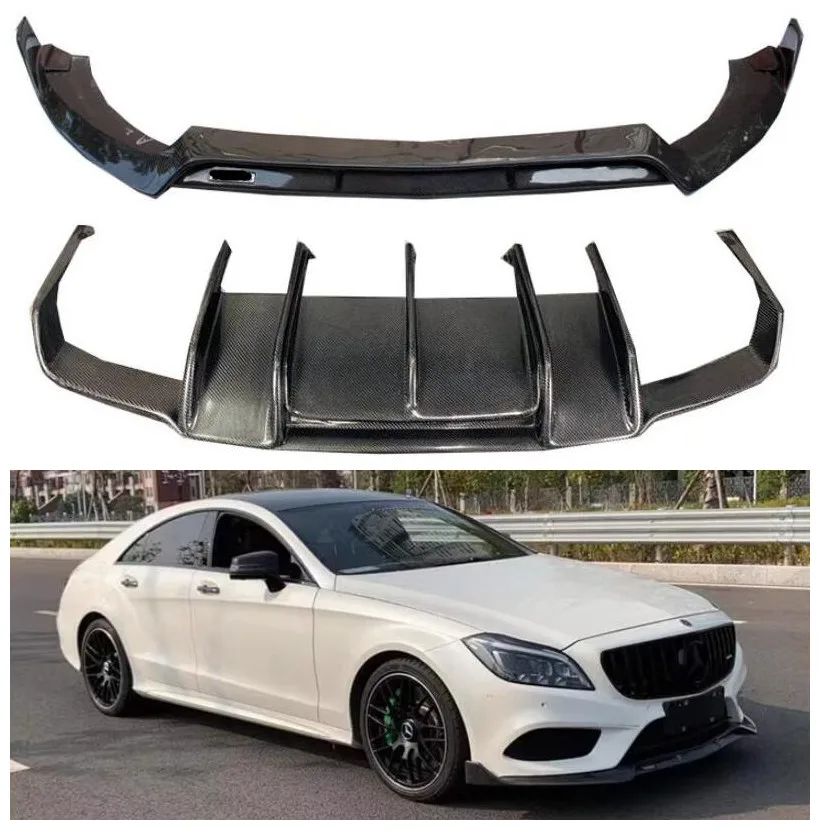 

For Benz W218 CLS63 CLS320 CLS350 CLS550 11-18 Real Carbon Fiber Front Bumper Lip Rear Diffuser Spoiler Side Skirt Full Body Kit