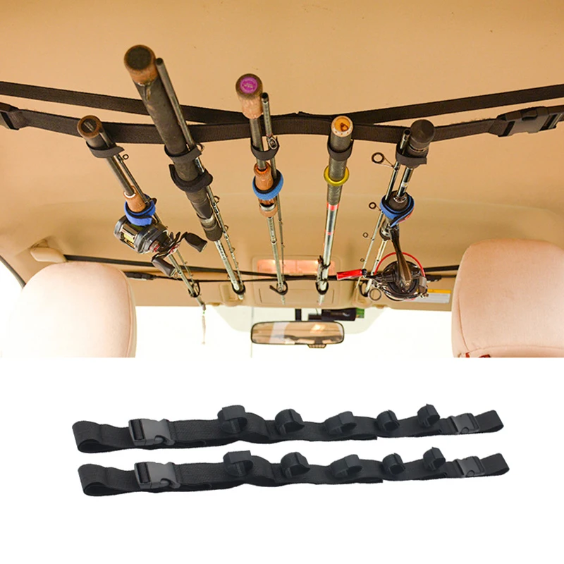

2pc Car Fishing Rod Holder Lure Fishing Rod Holder Car Fixed Fish Rods Strap Adjustable Pole Holders Mount Straps Fish Accessory