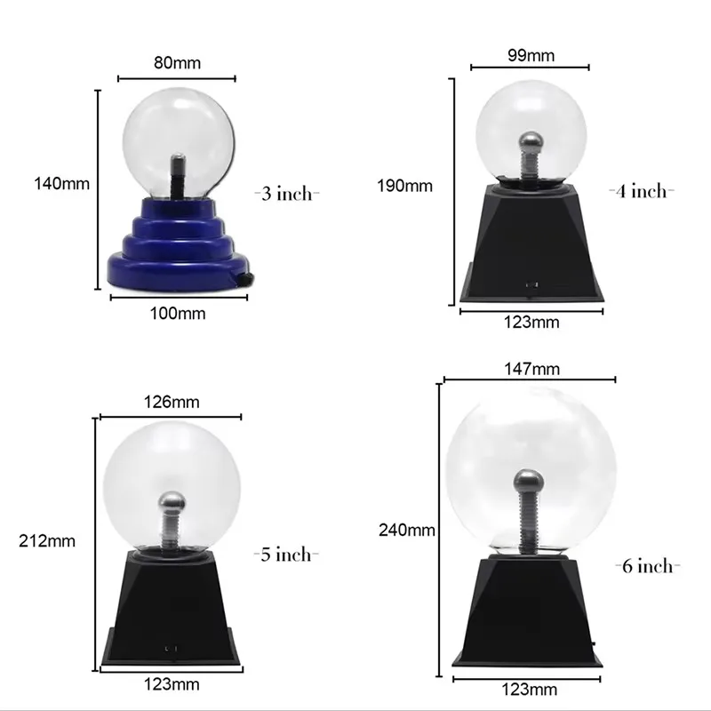 3/4/5/6/8 inch Novelty Magic Plasma Touch Sensitive Lamp Child Holiday Gift Indoor Desktop Decoration Glass Ball Night Lights 4