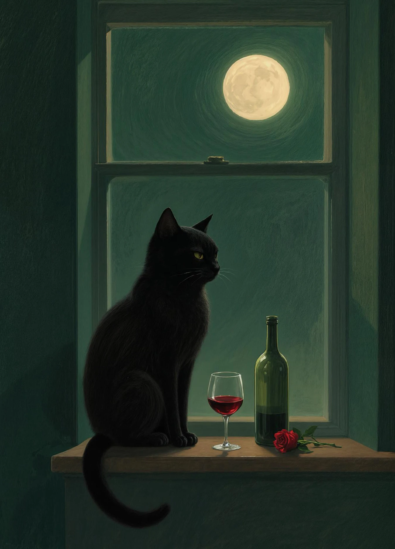 Charming Black Cat & Desserts Art Canvas