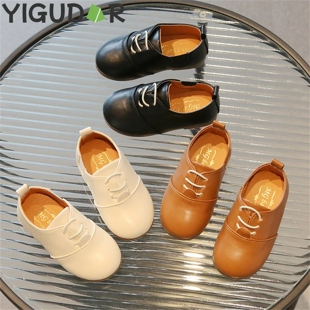 

Children Leather Shoes for Boys Girls British Style Oxfords Vintage Lace-up Kids Flats for School Party Formal Wedding New