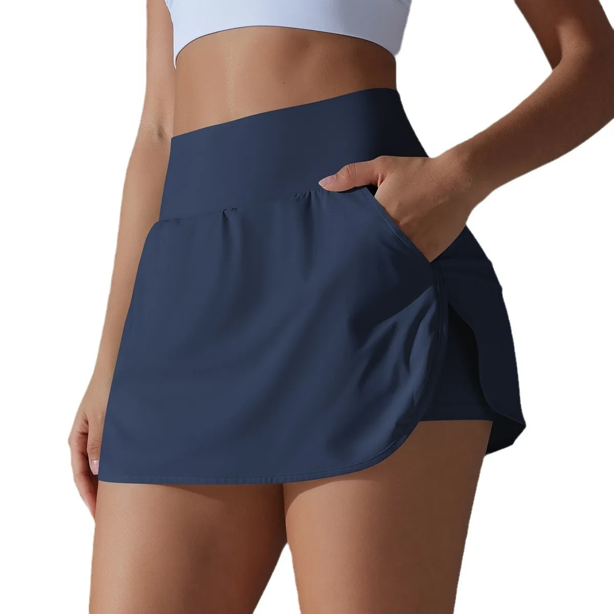 Women Gym Running Shorts Double Deck Quick Dry Gym Sport Shorts Fitness Jogging Workout With Pocket Sports Tight Short