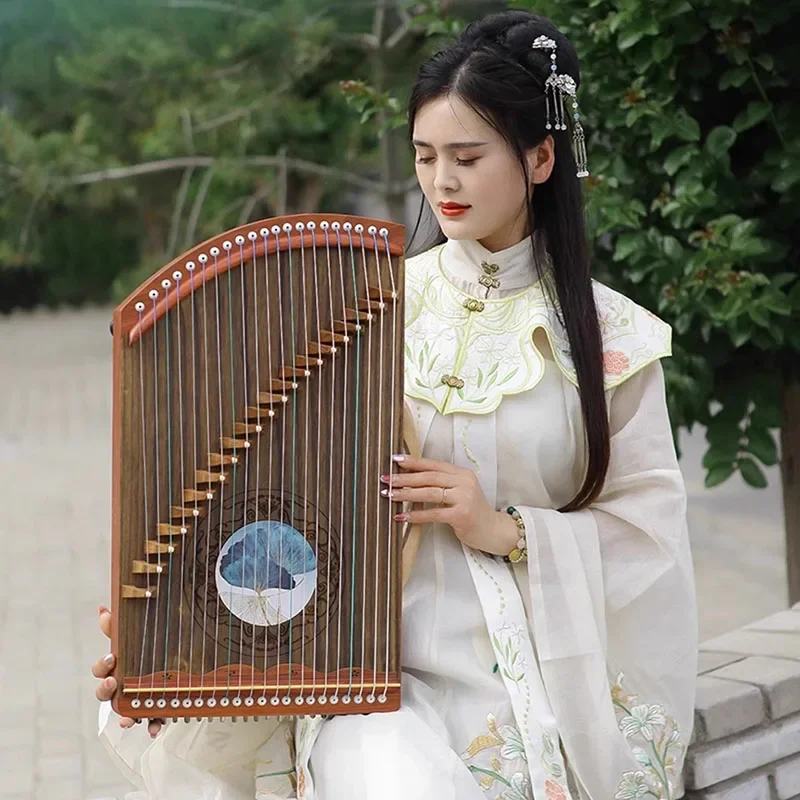 Guzheng Finger Training Traditional Music Instrument 21 Strings Ebony Solid Wood Instrument Portable Professional Small Guzheng