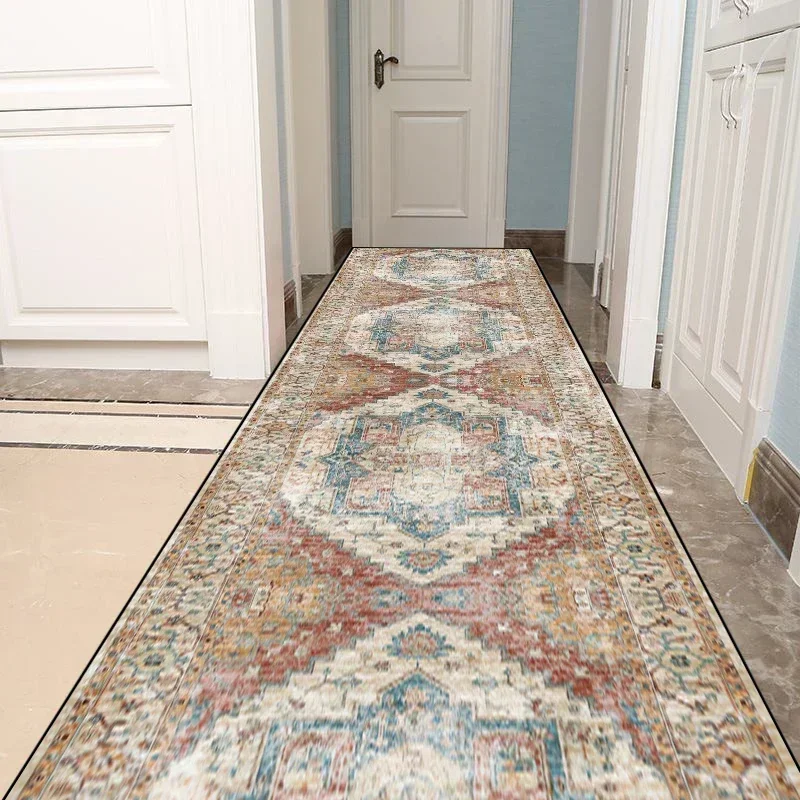 Persian Luxury Long Corridor Carpet Home Decoration Bohemian Hallway Stairs Decor Hotel Aisle Runner Rug Anti Slip Kitchen Mat 2