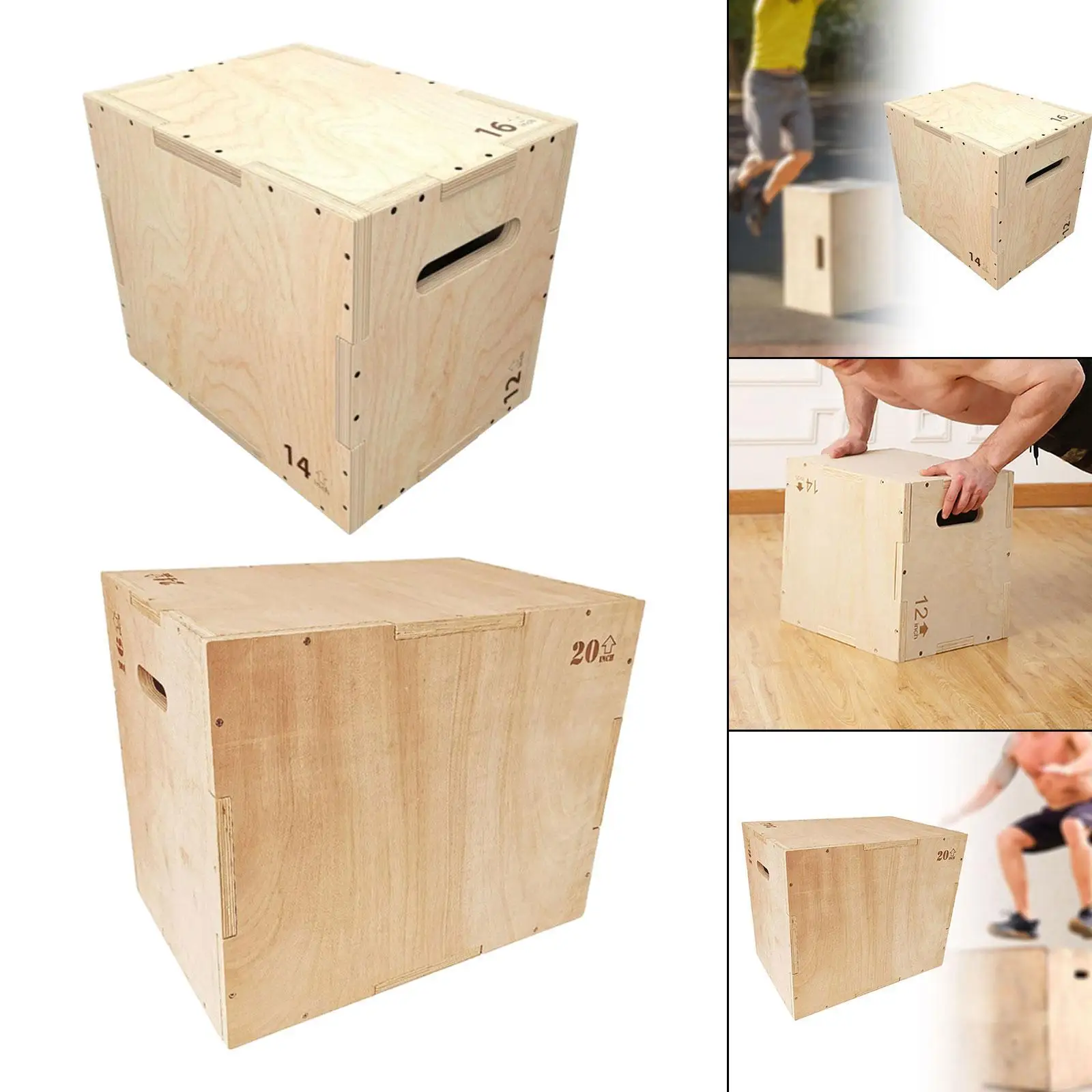 Plyo Box Versatile Wooden Step up Box Jumping Agility for Home Gym Conditioning Strength Training Fitness Squats Lunges