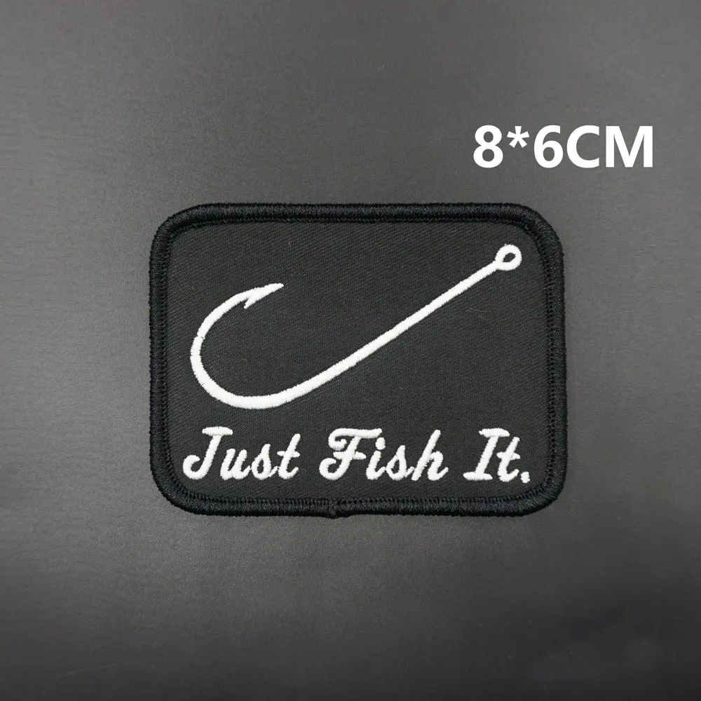 fishhook logo Embroidered Patches with sew on and Hook backing - AliExpress
