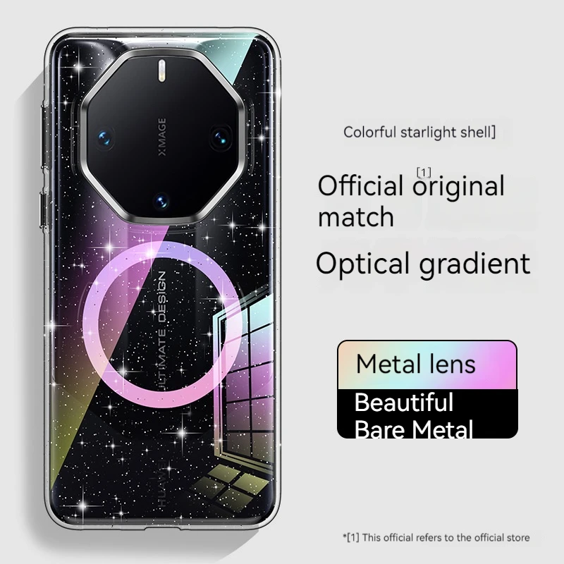 

Women's Transparent Gradient Glitter Case For Huawei Mate 60Rs Mate 60Pro Shock-absorbing And Anti Drop Magnetic Phone Case