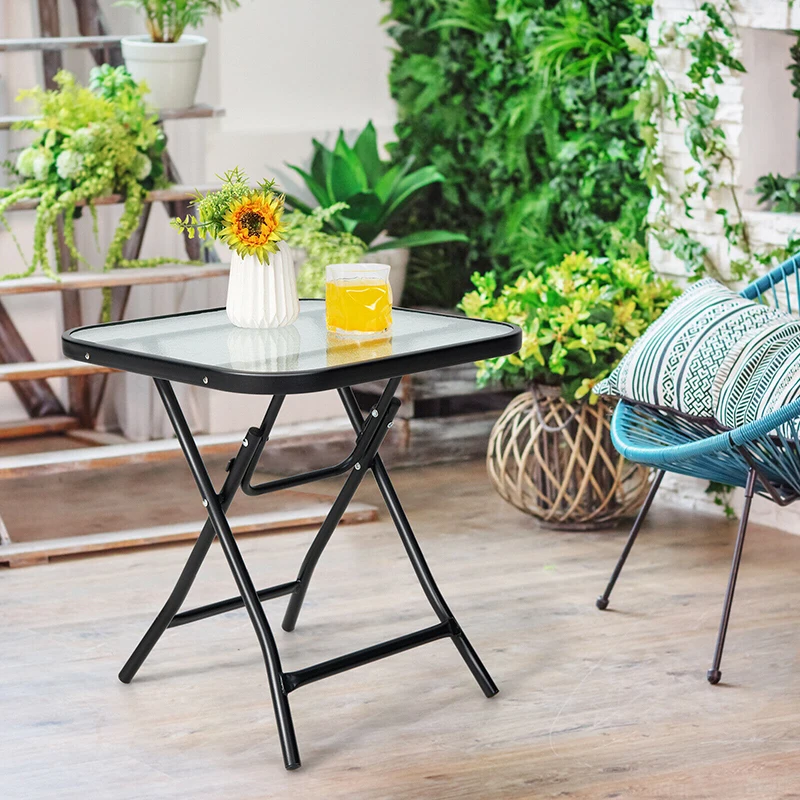 

18 Inch Square Patio Bistro Table with Rustproof Frame Garden Party Supplies Outdoor Tables Furniture