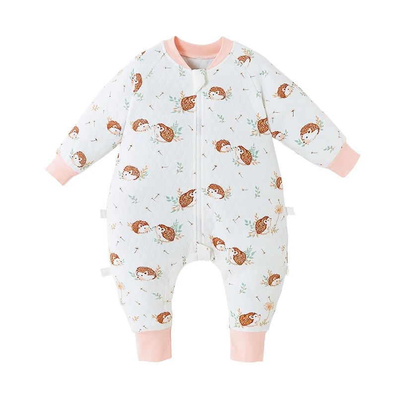 Spring Autumn Baby Girl Cotton Onesies Toddler Cute Cartoon Pajamas Zipper Neck Prontection Sleepwear