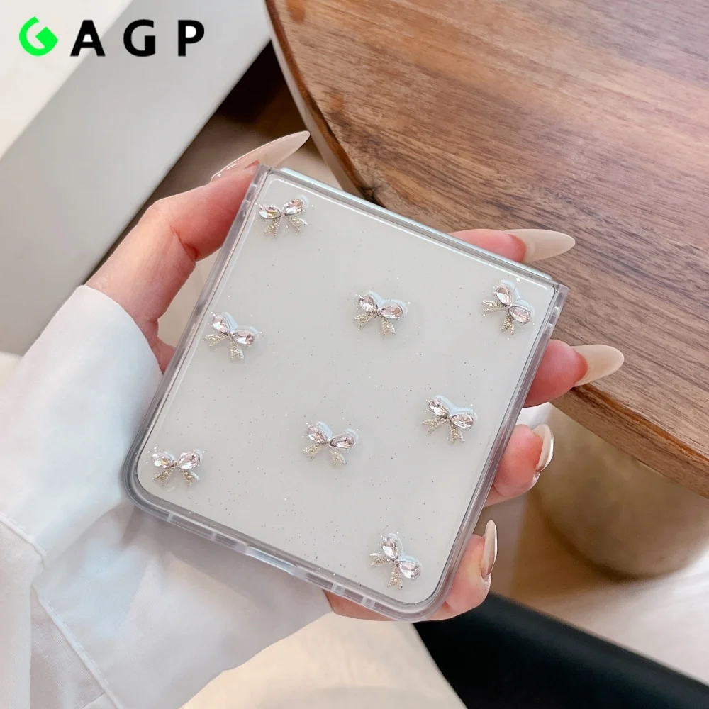 Cute Bowknot Transparent Shockproof Flip Case - Elegant and Protective Cover