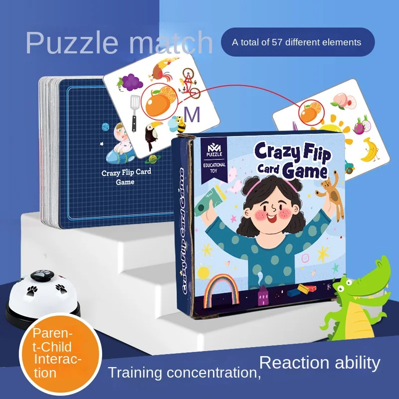 Montessori Toys Bump Card Game Playing Card Game Memory Training Matching Card Game Children Kids Animal Cognitive Education Toy 3
