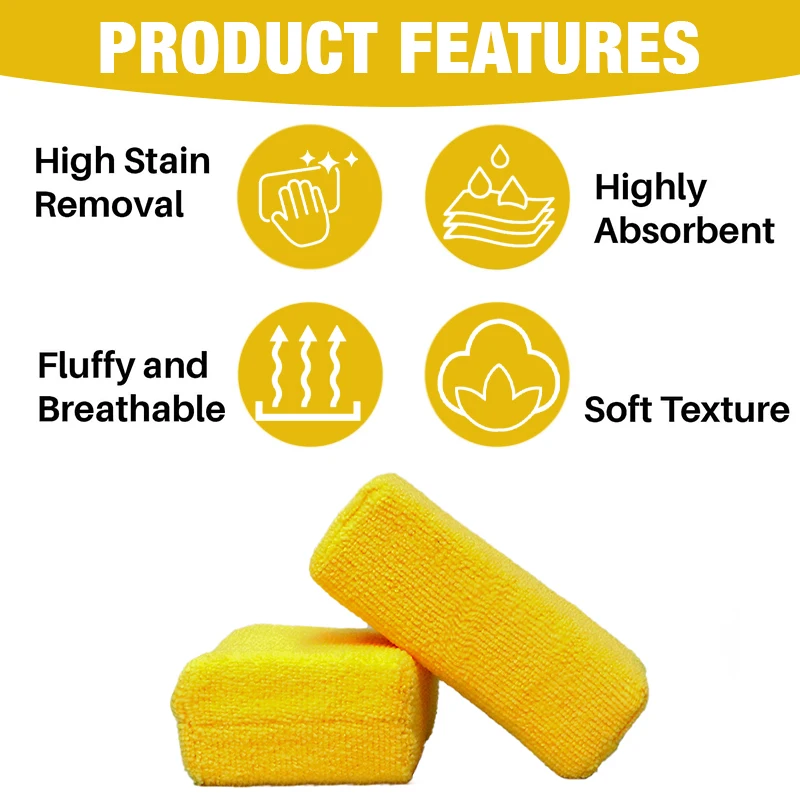 Microfiber Applicator Pads, Premium Microfiber Sponge, Car Wash Sponge and Cleaning Pads, Perfect for Effortless Wax, Sealant 4