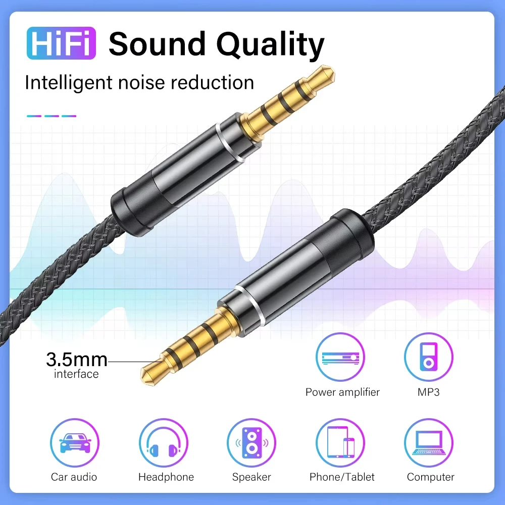 3.5mm Jack Audio 1.5m Cable Nylon Braid 3.5mm Car AUX Cable Headphone Extension Code For Phone MP3 Car Headset Speaker