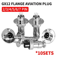 10sets GX12 Flange mounting 3-hole fixing aviation connector plug&socket 2/3/4/5/6/7/8/9/10/12/14pin circular connectors 1