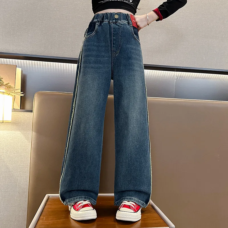 Teenage Girls' Jeans Spring Autumn Korean Casual Retro Blue Denim