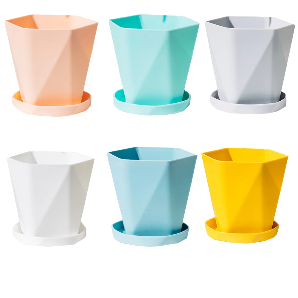 Plastic Resin Flower Pots flower pot New Geometric Nordic Simple White Thickened Green Radish Fleshy Flowerpots Indoor Plants 1 Pcs