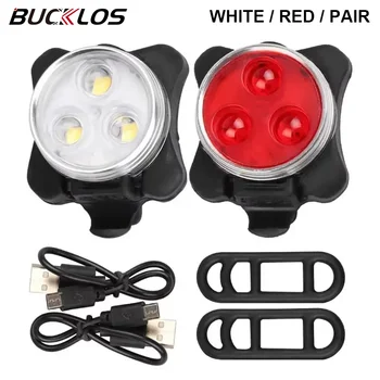 BUCKLOS Luce per bicicletta Lampada per bici ricaricabile tramite USB Faro a LED/Fanali posteriori per bicicletta Ciclismo Illuminazione per bicicletta Accessori per bici